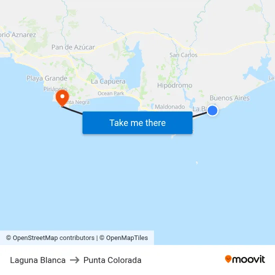 Laguna Blanca to Punta Colorada map