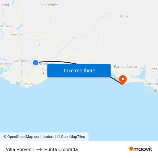 Villa Porvenir to Punta Colorada map