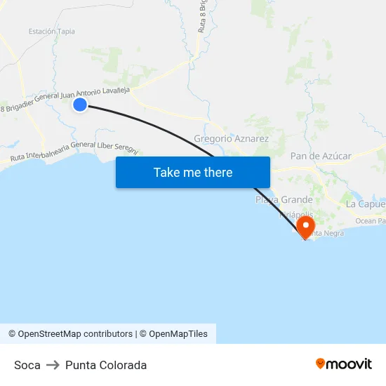 Soca to Punta Colorada map