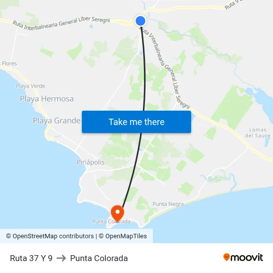 Ruta 37 Y 9 to Punta Colorada map
