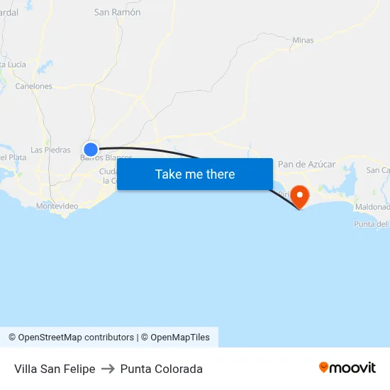 Villa San Felipe to Punta Colorada map