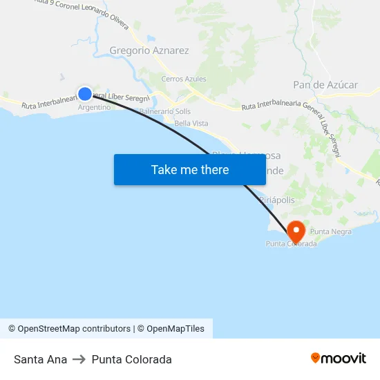 Santa Ana to Punta Colorada map