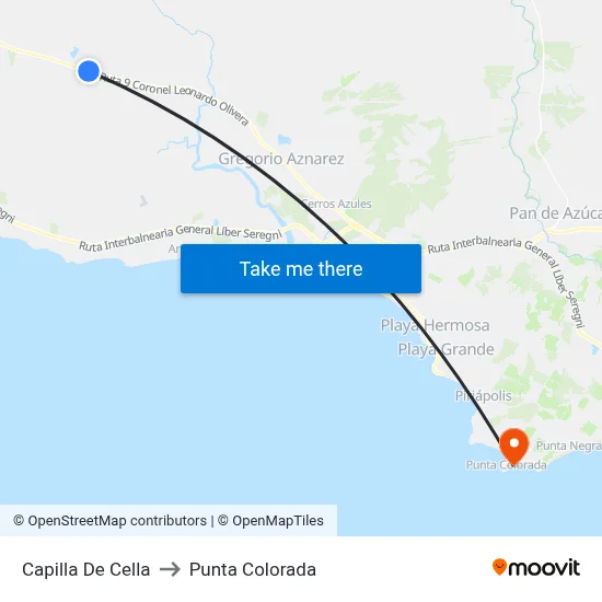 Capilla De Cella to Punta Colorada map