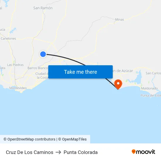 Cruz De Los Caminos to Punta Colorada map