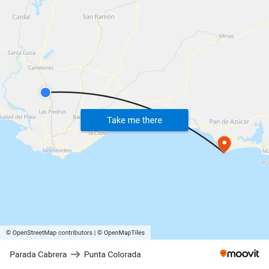 Parada Cabrera to Punta Colorada map