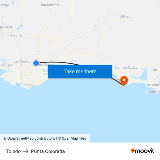 Toledo to Punta Colorada map