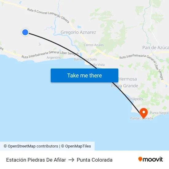 Estación Piedras De Afilar to Punta Colorada map