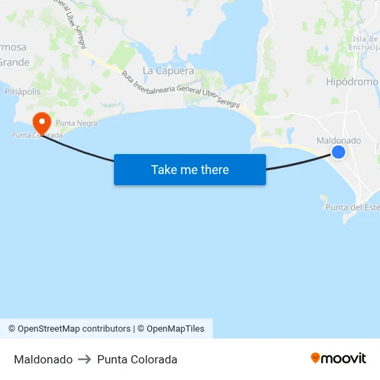 Maldonado to Punta Colorada map