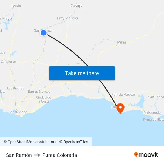 San Ramón to Punta Colorada map
