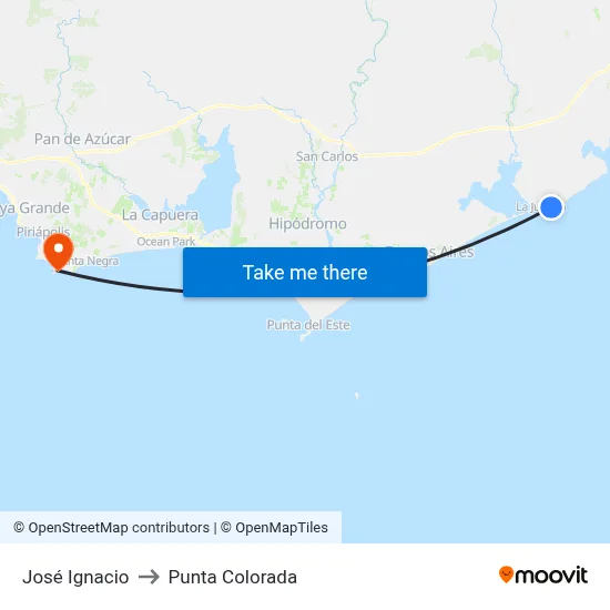 José Ignacio to Punta Colorada map