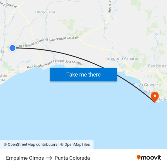 Empalme Olmos to Punta Colorada map