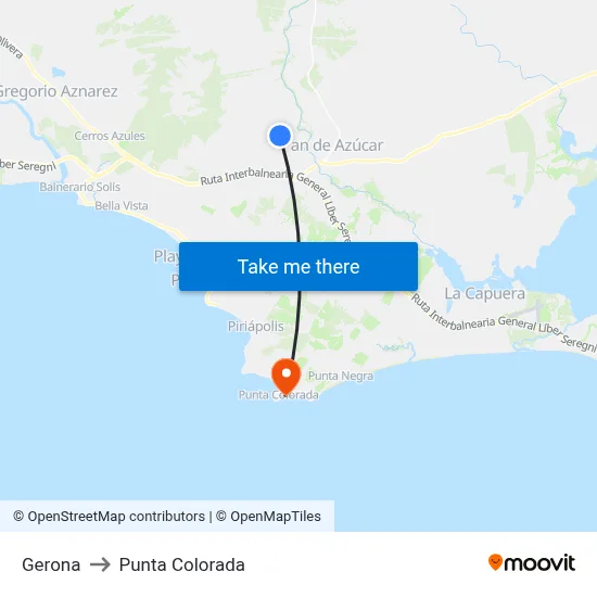 Gerona to Punta Colorada map