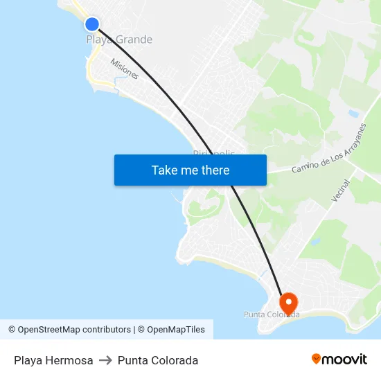 Playa Hermosa to Punta Colorada map