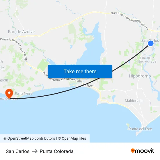 San Carlos to Punta Colorada map