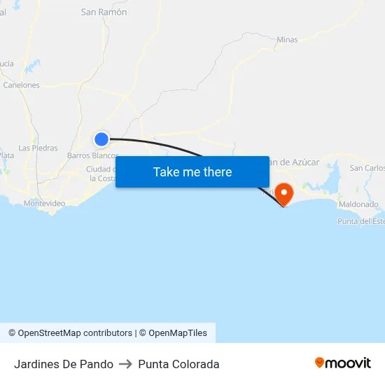 Jardines De Pando to Punta Colorada map