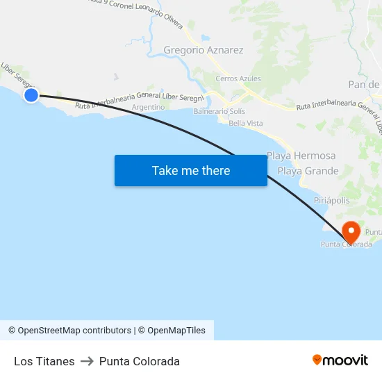 Los Titanes to Punta Colorada map
