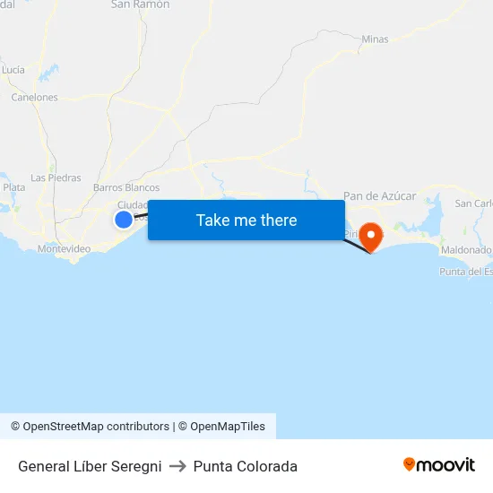 General Líber Seregni to Punta Colorada map