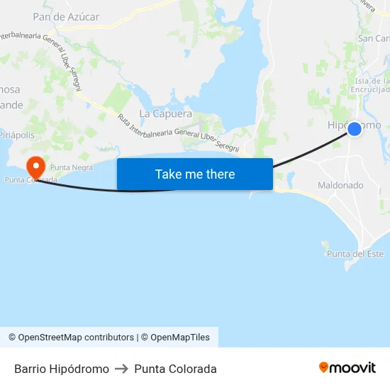 Barrio Hipódromo to Punta Colorada map