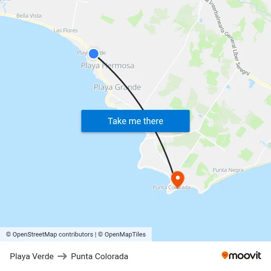 Playa Verde to Punta Colorada map