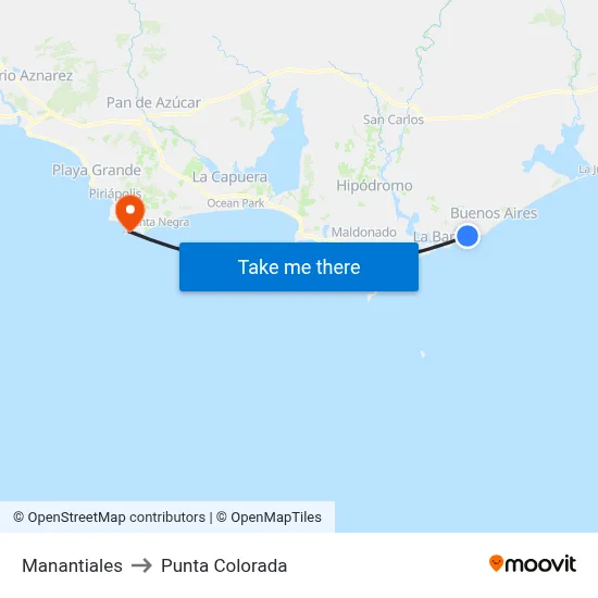 Manantiales to Punta Colorada map