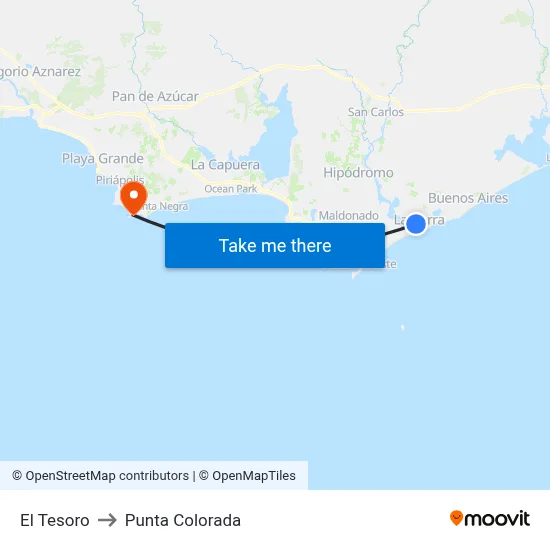 El Tesoro to Punta Colorada map