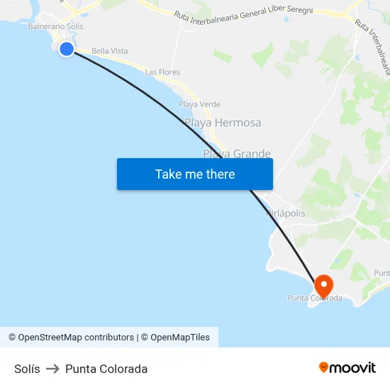 Solís to Punta Colorada map