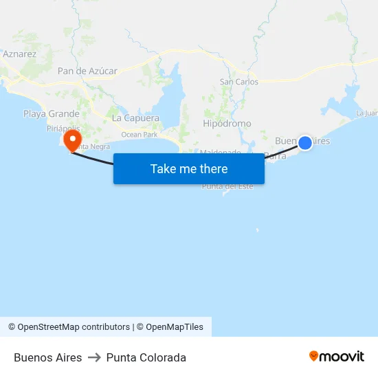 Buenos Aires to Punta Colorada map