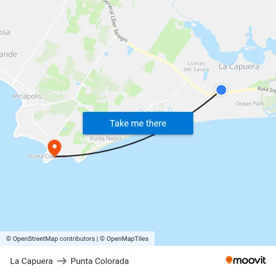 La Capuera to Punta Colorada map