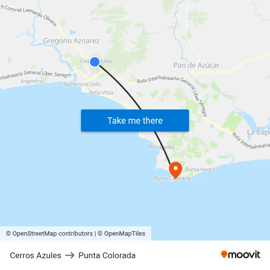 Cerros Azules to Punta Colorada map