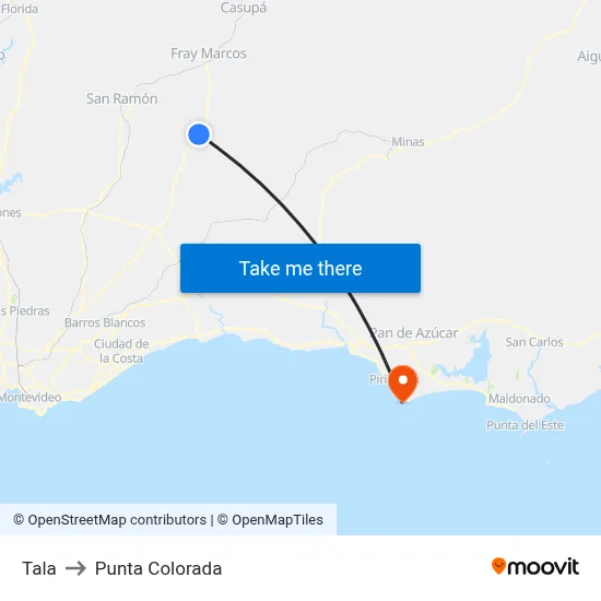 Tala to Punta Colorada map