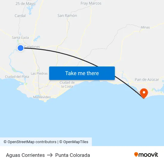 Aguas Corrientes to Punta Colorada map