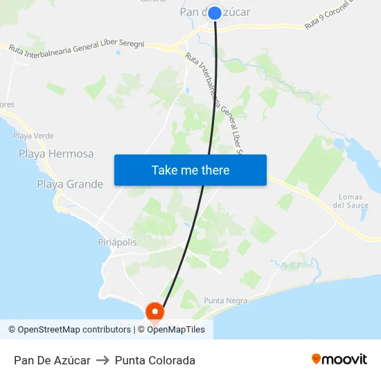 Pan De Azúcar to Punta Colorada map