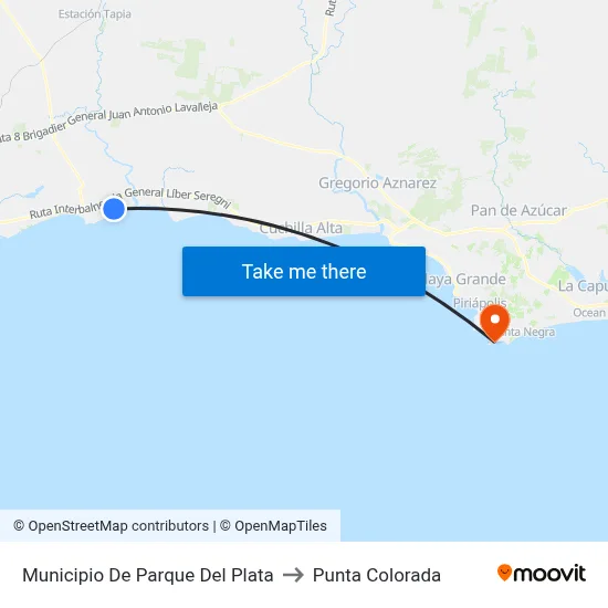 Municipio De Parque Del Plata to Punta Colorada map