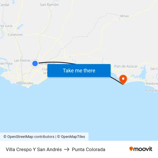 Villa Crespo Y San Andrés to Punta Colorada map
