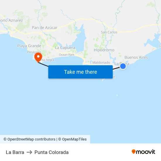 La Barra to Punta Colorada map