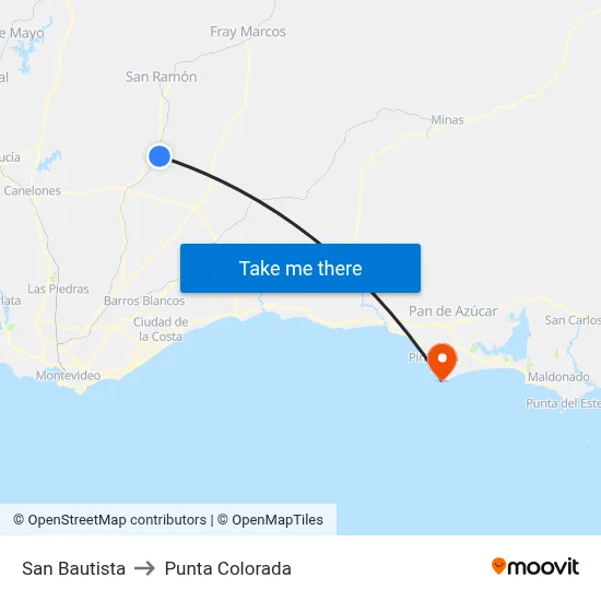 San Bautista to Punta Colorada map