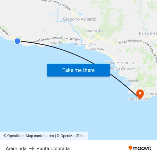 Araminda to Punta Colorada map