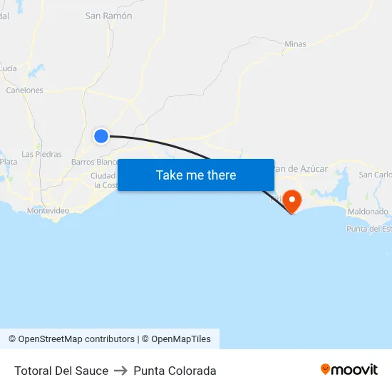 Totoral Del Sauce to Punta Colorada map