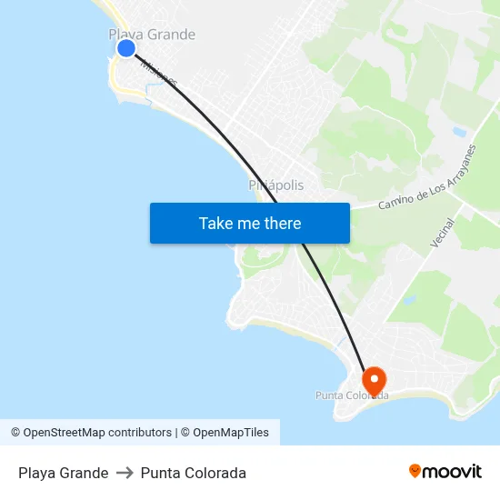 Playa Grande to Punta Colorada map