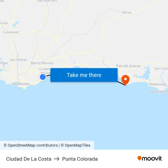 Ciudad De La Costa to Punta Colorada map