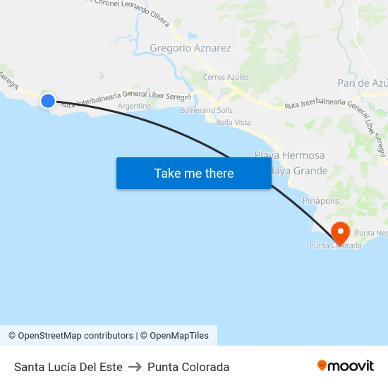 Santa Lucía Del Este to Punta Colorada map