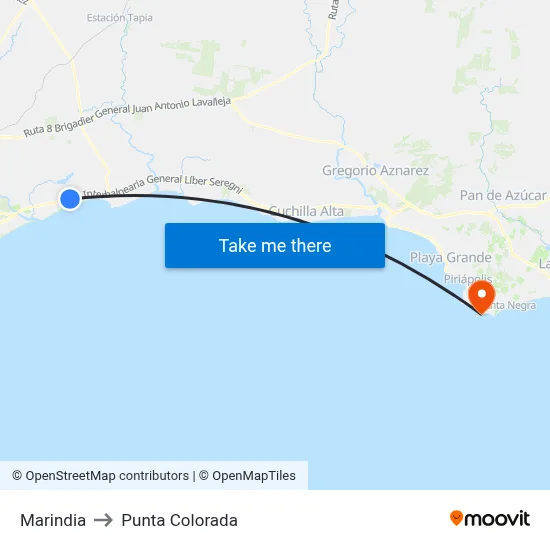 Marindia to Punta Colorada map