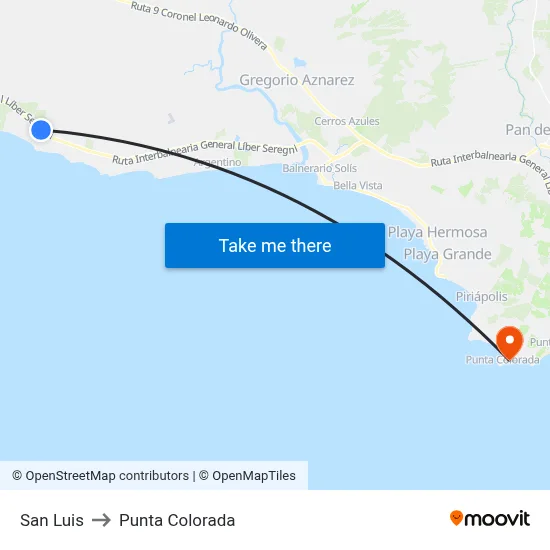 San Luis to Punta Colorada map