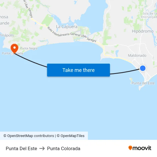 Punta Del Este to Punta Colorada map