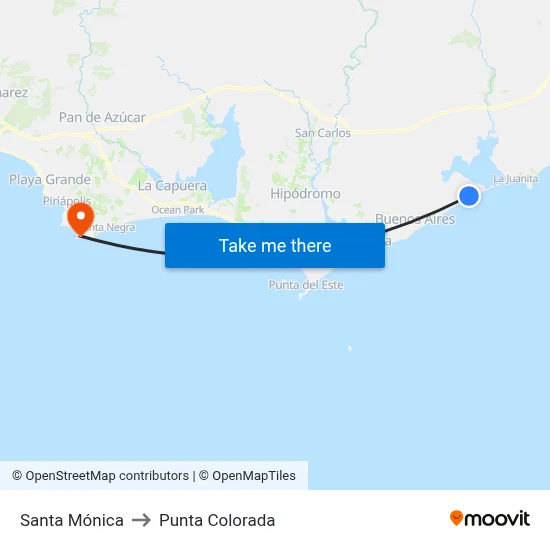 Santa Mónica to Punta Colorada map