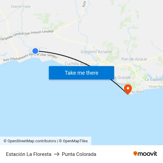 Estación La Floresta to Punta Colorada map