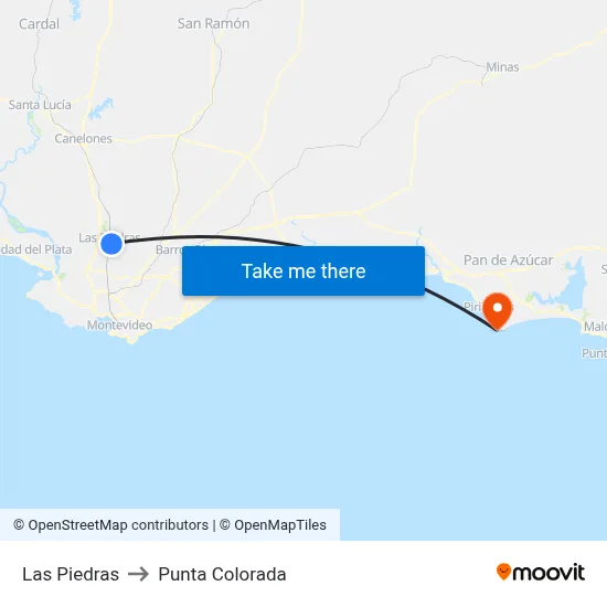 Las Piedras to Punta Colorada map