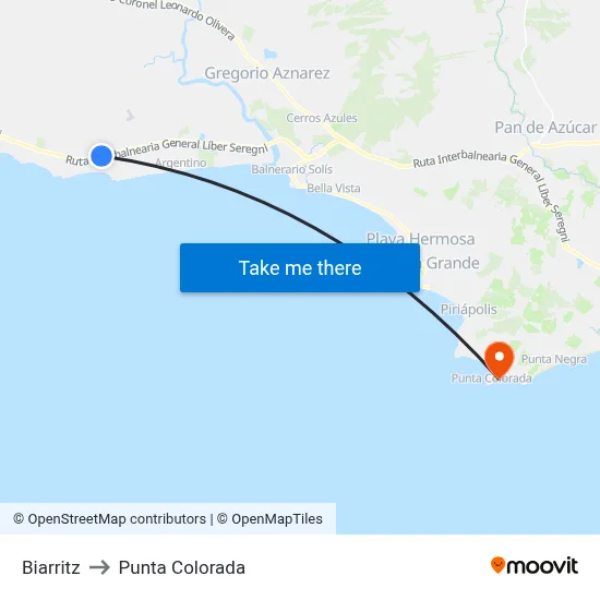 Biarritz to Punta Colorada map