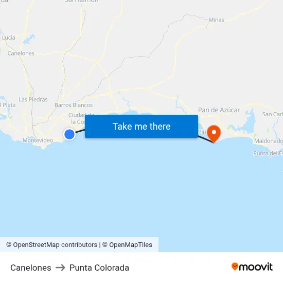 Canelones to Punta Colorada map