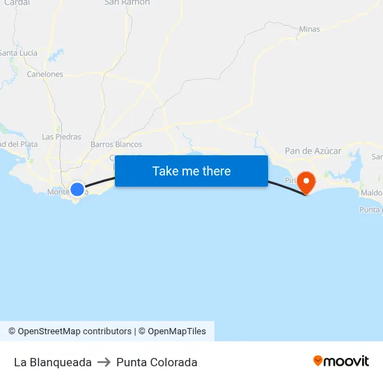 La Blanqueada to Punta Colorada map
